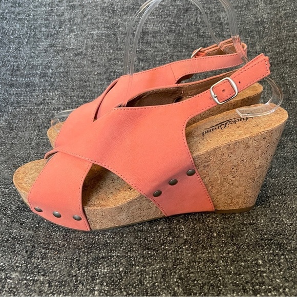 Lucky Brand Minari Sandals Coral Elko Nubuck Wedge Heel Women’s Size 8.5 - Picture 10 of 10